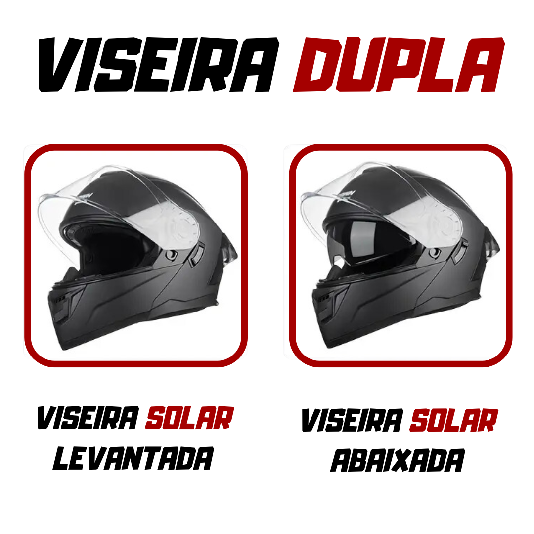 Capacete Preto com Viseira Solar | Estilo Shark