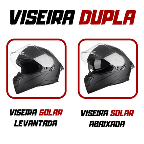 Capacete Preto com Viseira Solar | Estilo Shark